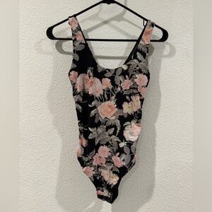 Stance Beau Floral Black Scoop Power Mesh Sleeveless Snap Bodysuit Size XS